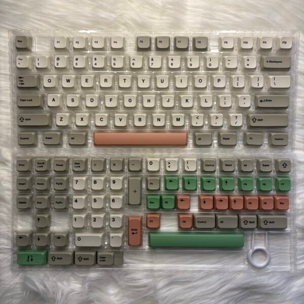 Green-White-Ash-Brown-Orange PBT Dye-Sublimated Top-Printed XDA-Profile Not-Shine-Through 140-Keys keycap