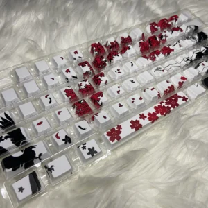 Makima Sakura Raven White PBT Double-Shot Side-Printed Cherry-Profile Shine-Through 132-Keys Keycap