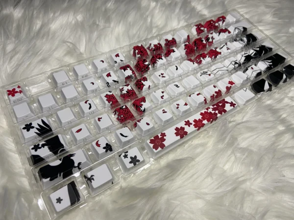 Makima Sakura Raven White PBT Double-Shot Side-Printed Cherry-Profile Shine-Through 132-Keys Keycap