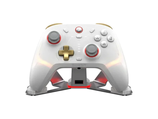 GameSir Cyclone 2 Multiplatform Wireless Controller - White Phantom with dock (front view)