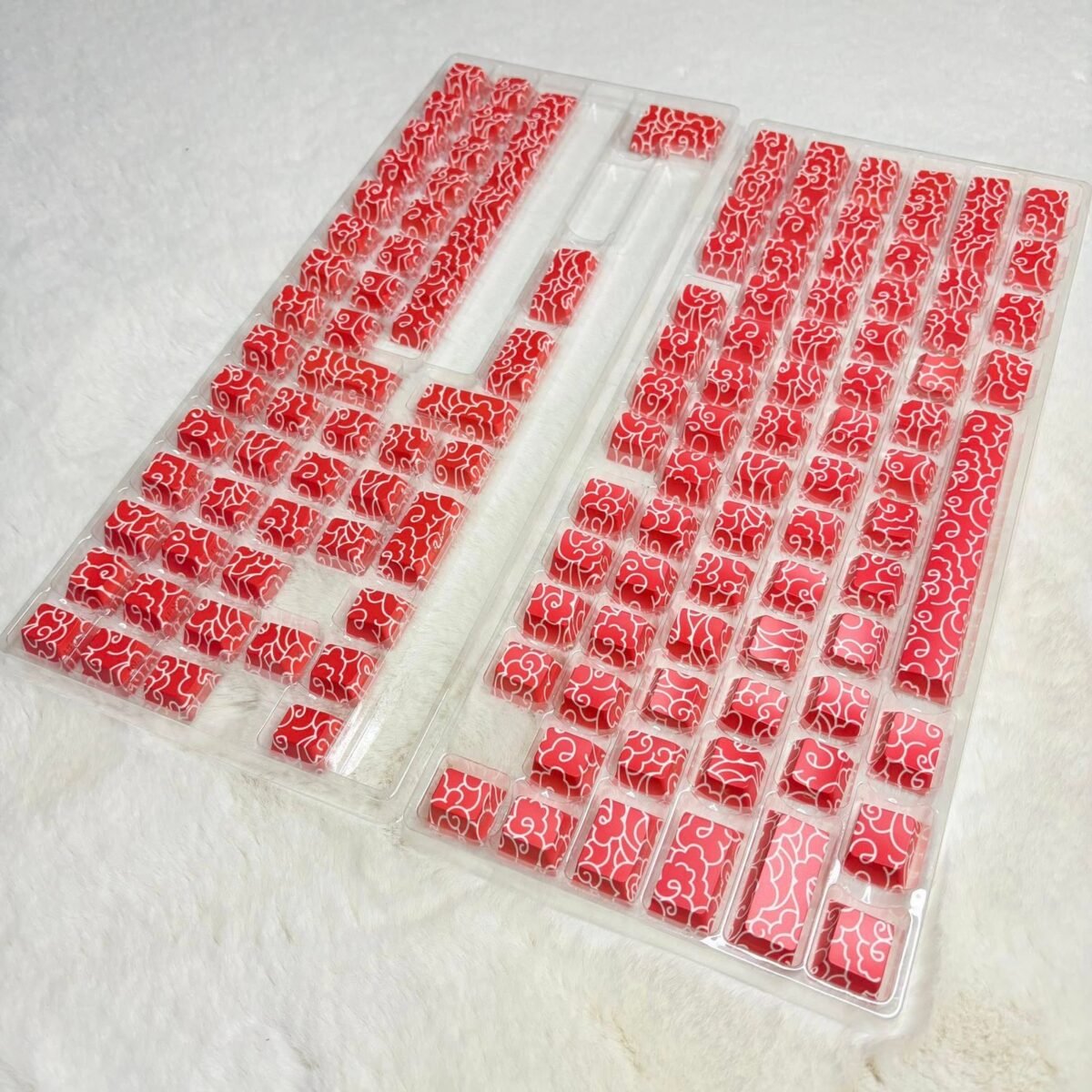 Auspicious Cloud Red PBT Double-Shot Side-Printed Cherry-Profile Shine-Through 131-Keys Keycap - Image 2