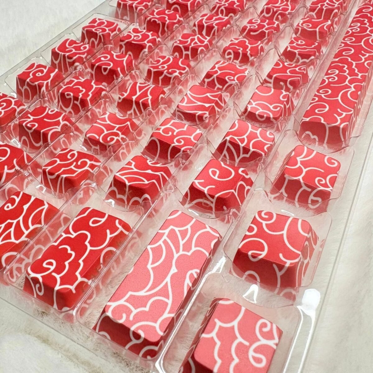 Auspicious Cloud Red PBT Double-Shot Side-Printed Cherry-Profile Shine-Through 131-Keys Keycap - Image 3
