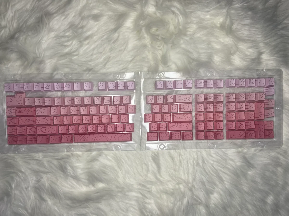 Pink Topographic Gradient PBT Double-Shot Cherry-Profile Shine-Through Side-Engraved 135-Keys Keycap - Image 2