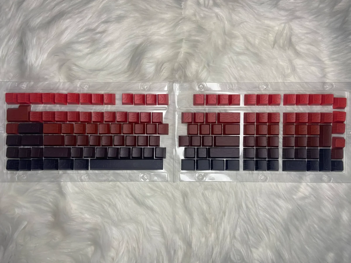Red and Black Topographic Gradient PBT Double-Shot Cherry-Profile Shine-Through Side-Engraved 135-Keys Keycap - Image 2