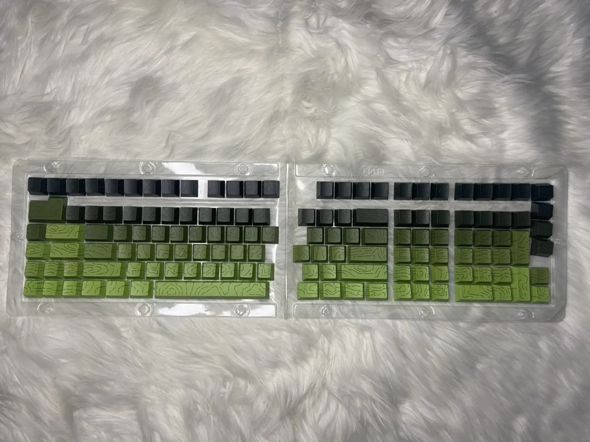 Green Topographic Gradient PBT Double-Shot Cherry-Profile Shine-Through Side-Engraved 135-Keys Keycap - Image 2