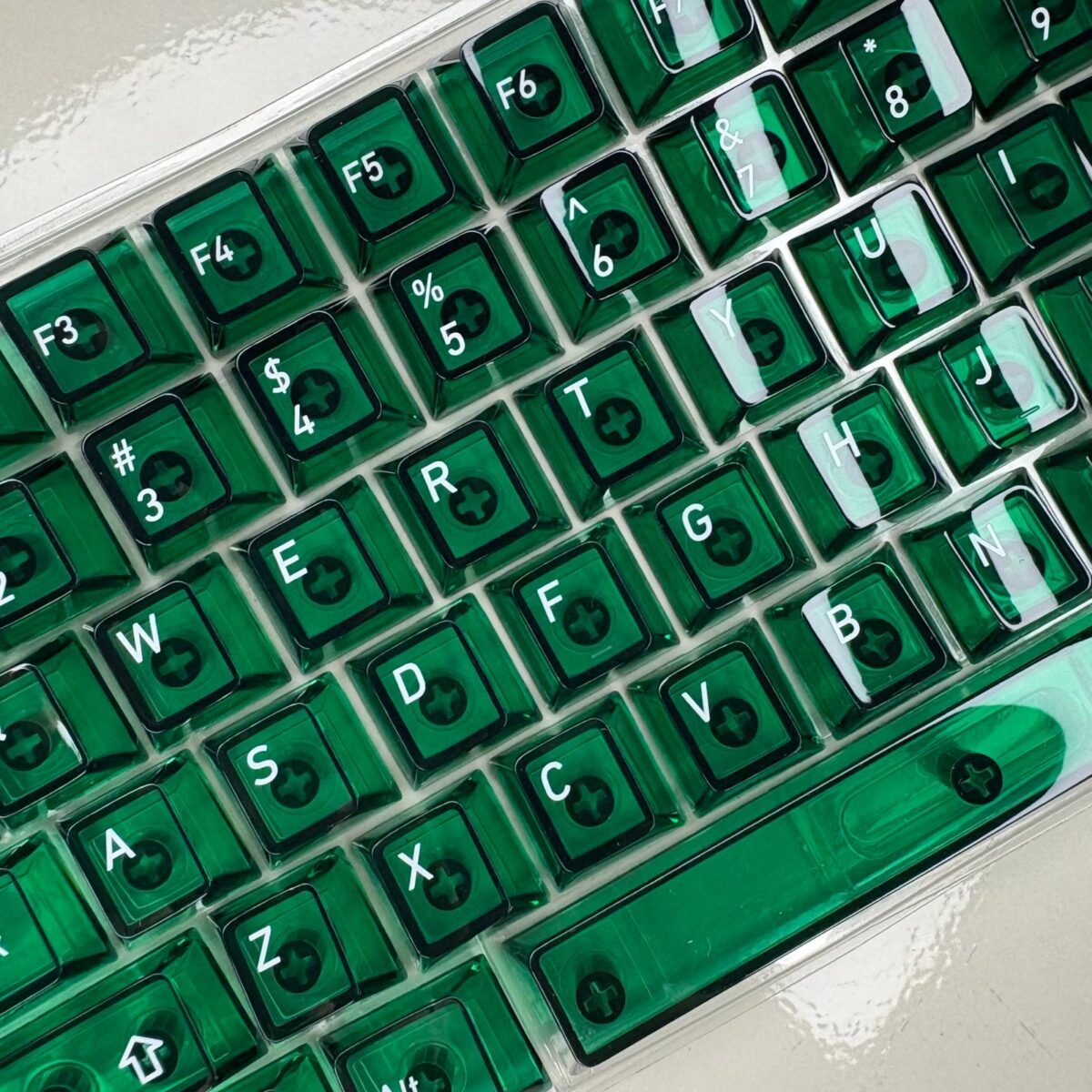 Crystal Green Fully Transparent PC Dye-Sublimated Top-Engraved Cherry-Profile Fully-Shine-Through 115-Keys Keycap - Image 2